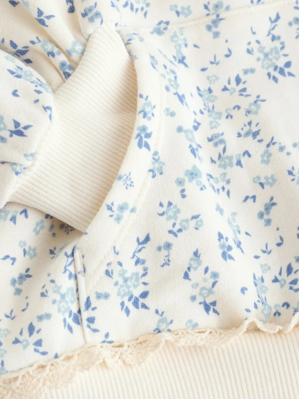 Cream Ditsy Flower - Hoodie (3 - 16 jr)