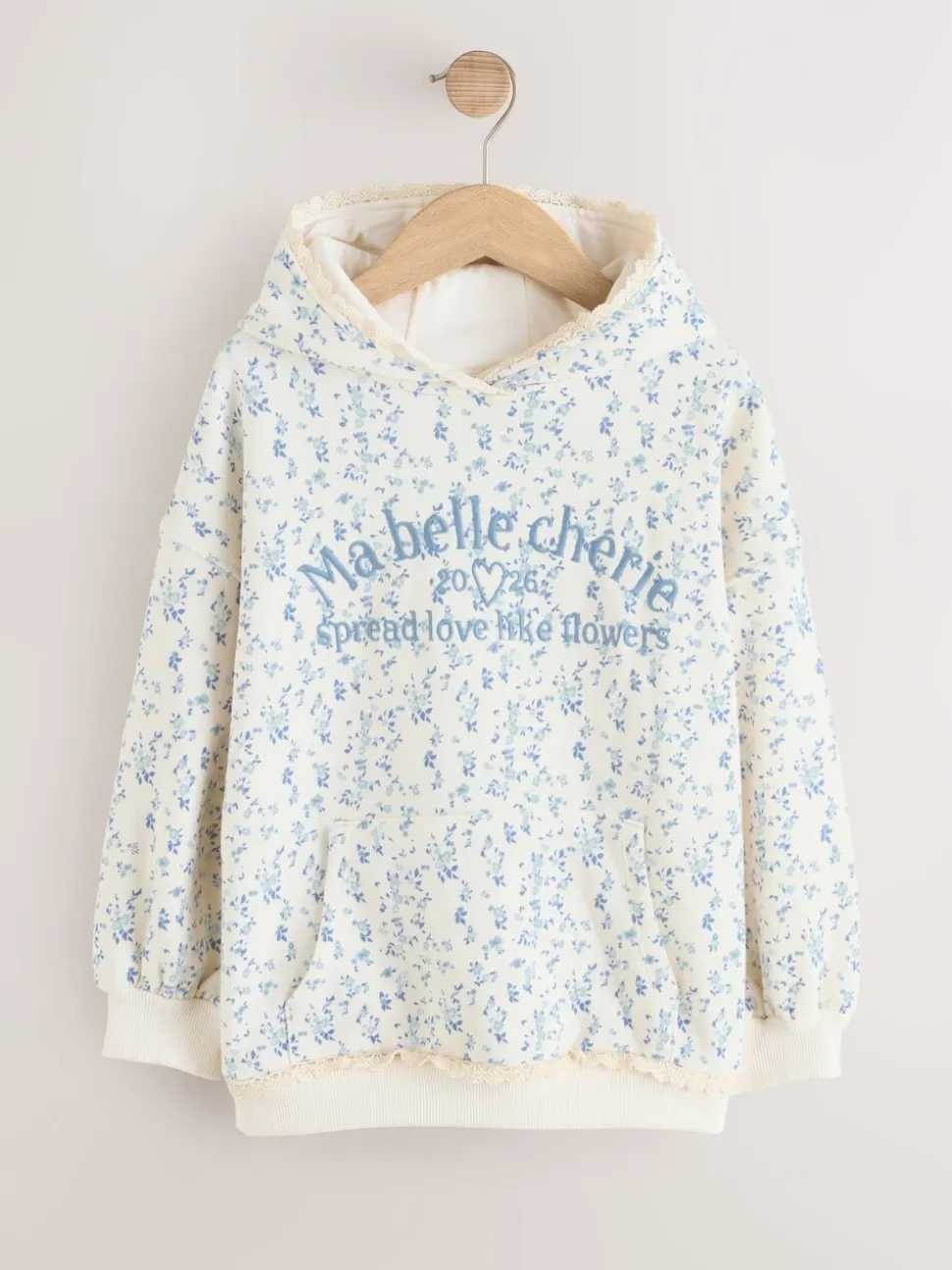 Cream Ditsy Flower - Hoodie (3 - 16 jr)