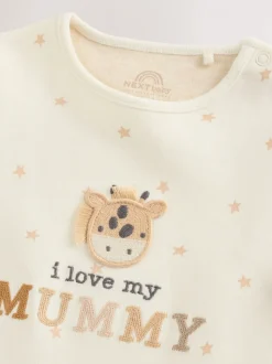 Cream Giraffe I Love My Mummy - Set van 1 babyrompertjes