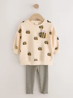 Cream Stripe Bee - Set met sweatshirt en legging (3 mnd-7 jr)