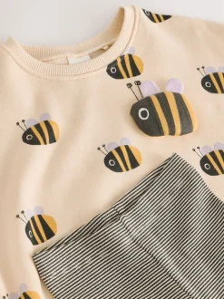 Cream Stripe Bee - Set met sweatshirt en legging (3 mnd-7 jr)