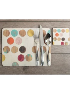 Creative Tops Set van 4 grote placemats met kurken achterkant en retro kunst