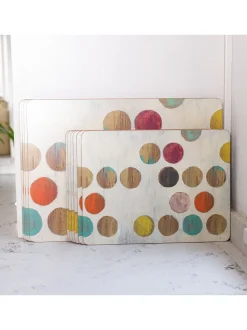 Creative Tops Set van 4 grote placemats met kurken achterkant en retro kunst