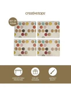 Creative Tops Set van 4 grote placemats met kurken achterkant en retro kunst