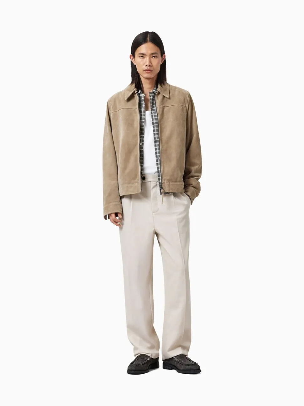 Crème - AllSaints Tallis Straight Trousers