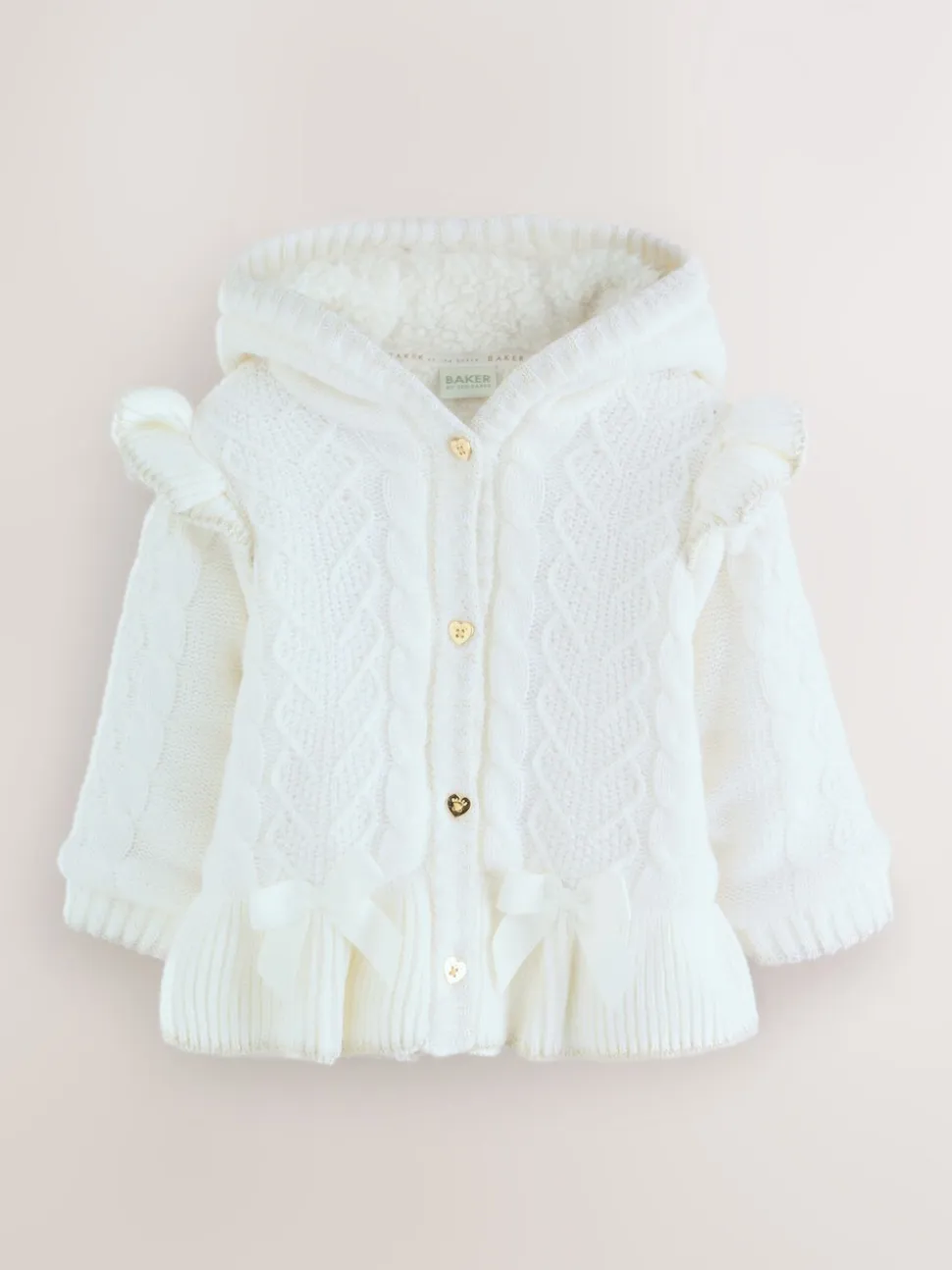 Crème - Baker by Ted Baker gebreide vestjas met strikdetail