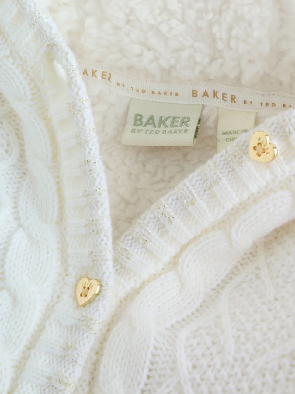 Crème - Baker by Ted Baker gebreide vestjas met strikdetail