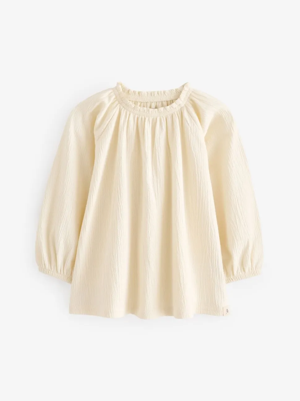 Crème - Blouse met lange mouwen en geplooide hals (3mnd-7jr)