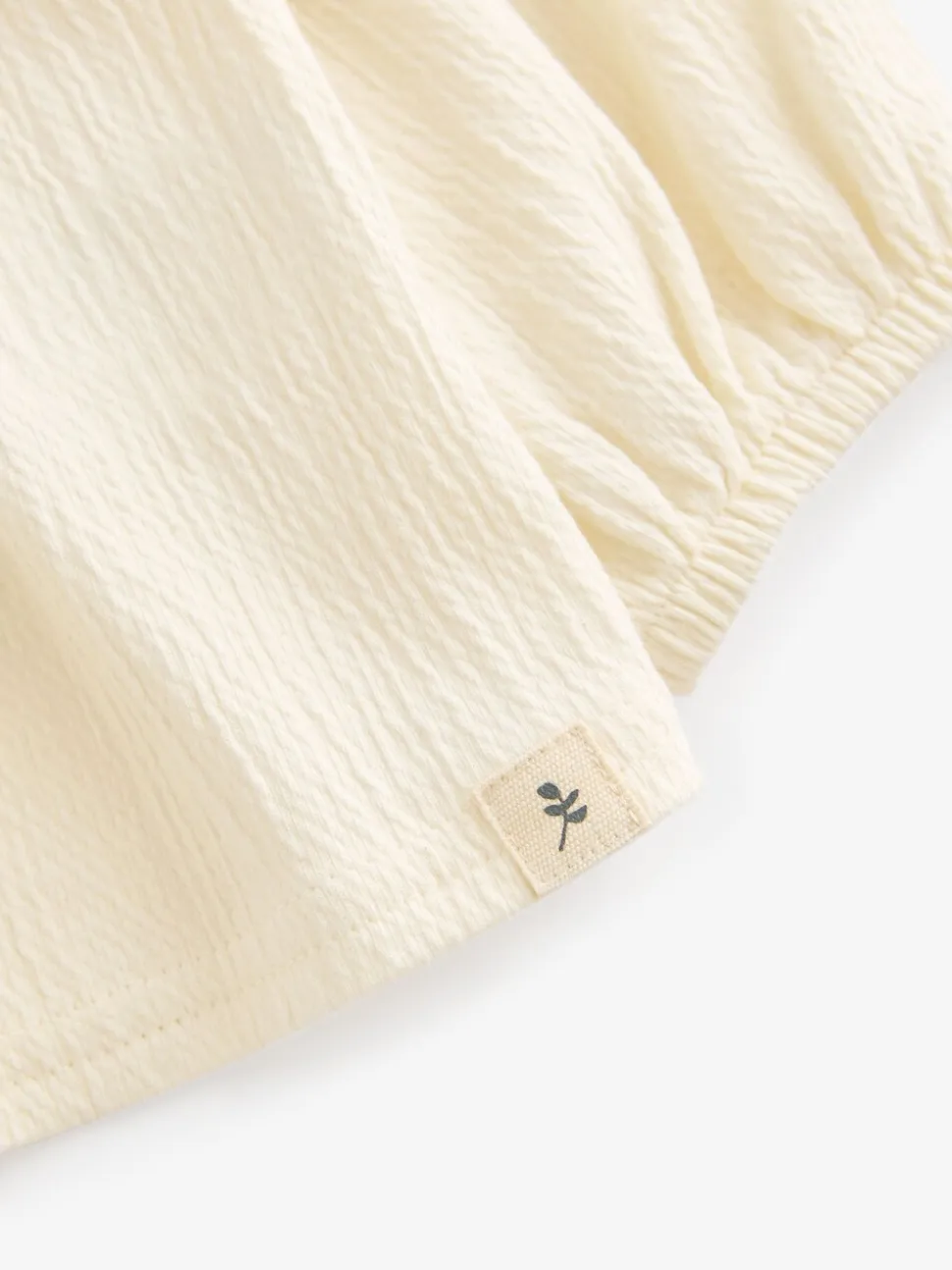 Crème - Blouse met lange mouwen en geplooide hals (3mnd-7jr)