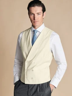 Crème - Charles Tyrwhitt Morning V2 kostuum met verstelbare pasvorm: herenvest