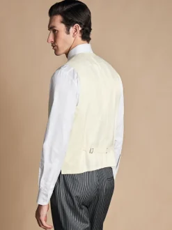Crème - Charles Tyrwhitt Morning V2 kostuum met verstelbare pasvorm: herenvest