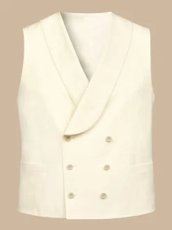 Crème - Charles Tyrwhitt Morning V2 kostuum met verstelbare pasvorm: herenvest