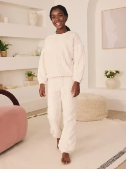 Crème - Fleece Jacquard Pyjama's Set 2 Pieces (2-16jr)