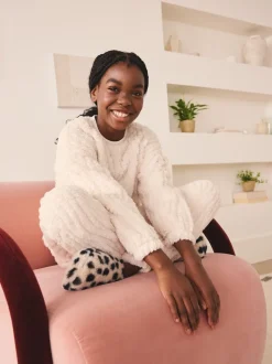 Crème - Fleece Jacquard Pyjama's Set 2 Pieces (2-16jr)
