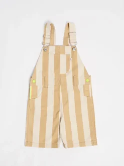 Crème - Gestreepte shorts tuinbroek