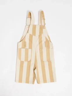 Crème - Gestreepte shorts tuinbroek