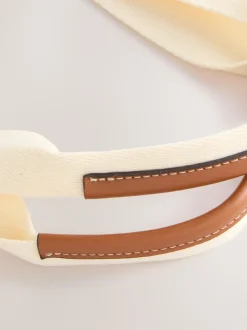 Crème - Gestructureerde canvas schoudertas