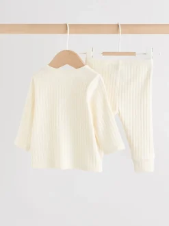Crème - Hello World Top and Leggings Baby Set (0-18mths)