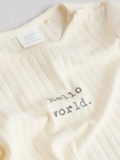 Crème - Hello World Top and Leggings Baby Set (0-18mths)