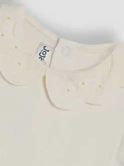 Crème - JoJo Maman Bébé Broderie Collar Bodysuits