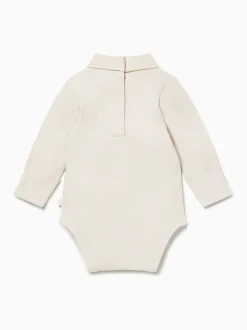 Crème - MORI Ribbed Roll Neck Supersoft Bodysuit