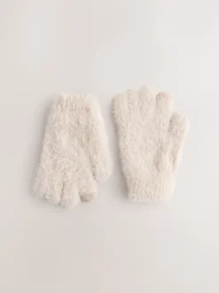 Crème - Pluizige handschoenen (3-16jaar)