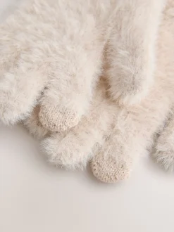 Crème - Pluizige handschoenen (3-16jaar)