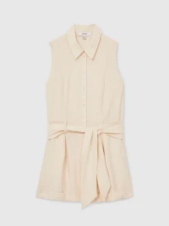 Crème - Reiss Millie strandcover-up speelpakje met ceintuur