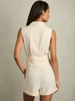Crème - Reiss Millie strandcover-up speelpakje met ceintuur