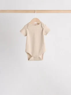 Crème - Set van 5 babyrompertjes met korte mouwen