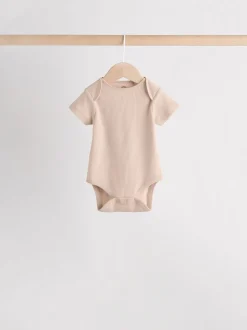 Crème - Set van 5 babyrompertjes met korte mouwen