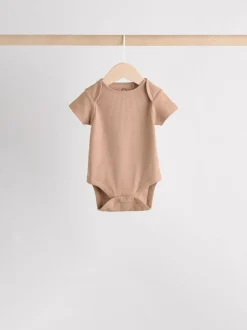 Crème - Set van 5 babyrompertjes met korte mouwen