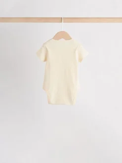 Crème - Set van 5 babyrompertjes met korte mouwen
