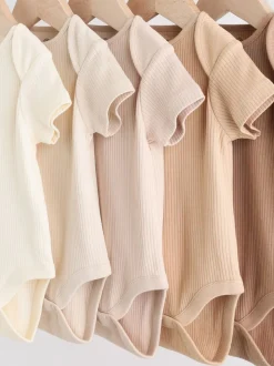 Crème - Set van 5 babyrompertjes met korte mouwen