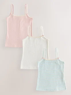 Crème - Set van 3 camihemdjes met textuur en bandjes (1,5-16jr)