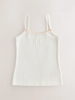 Crème - Set van 3 camihemdjes met textuur en bandjes (1,5-16jr)