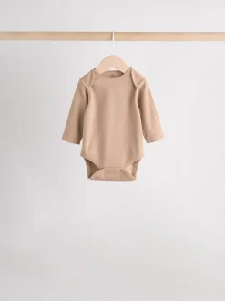 Crème - Set van 5 rompers met lange mouwen