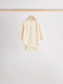 Crème - Set van 5 rompers met lange mouwen