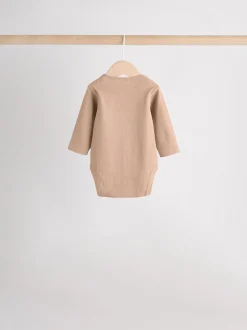 Crème - Set van 5 rompers met lange mouwen