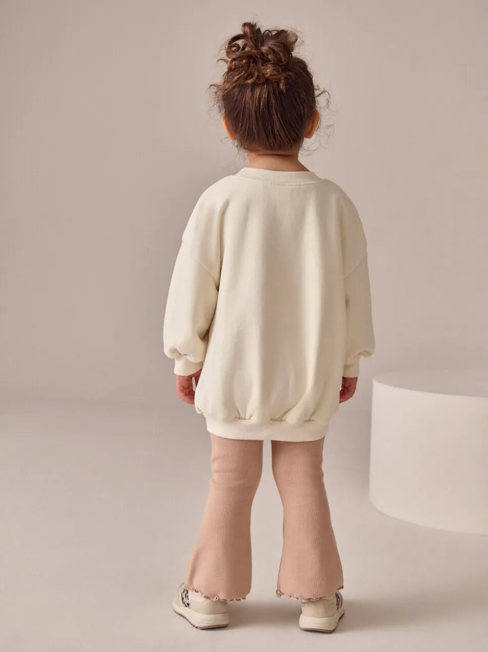 Crème - Set van sweatshirt met strik en uitlopende legging (3mnd-7jr)