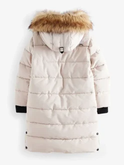 Crème - Superdry - Everest lange gewatteerde jas