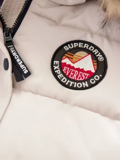 Crème - Superdry - Everest lange gewatteerde jas