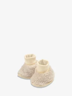 Crème - The Little Tailor - Sherpa-fleece babylaarsjes met donzige voering