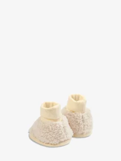 Crème - The Little Tailor - Sherpa-fleece babylaarsjes met donzige voering