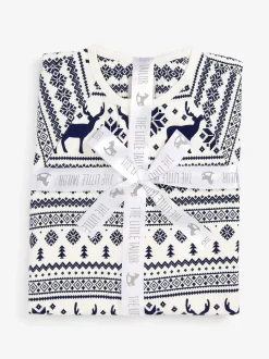 Crème - The Little Tailor Kids Rendier kerstmis fair isle-patroon 100% katoen alles-in-één