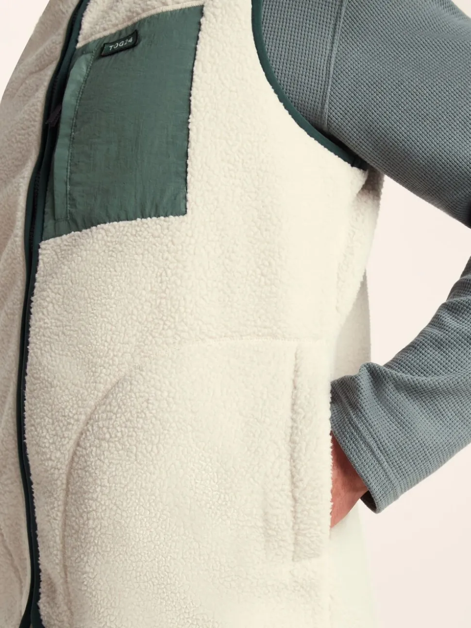 Crème - Tog 24 Evan sherpa bodywarmer voor heren