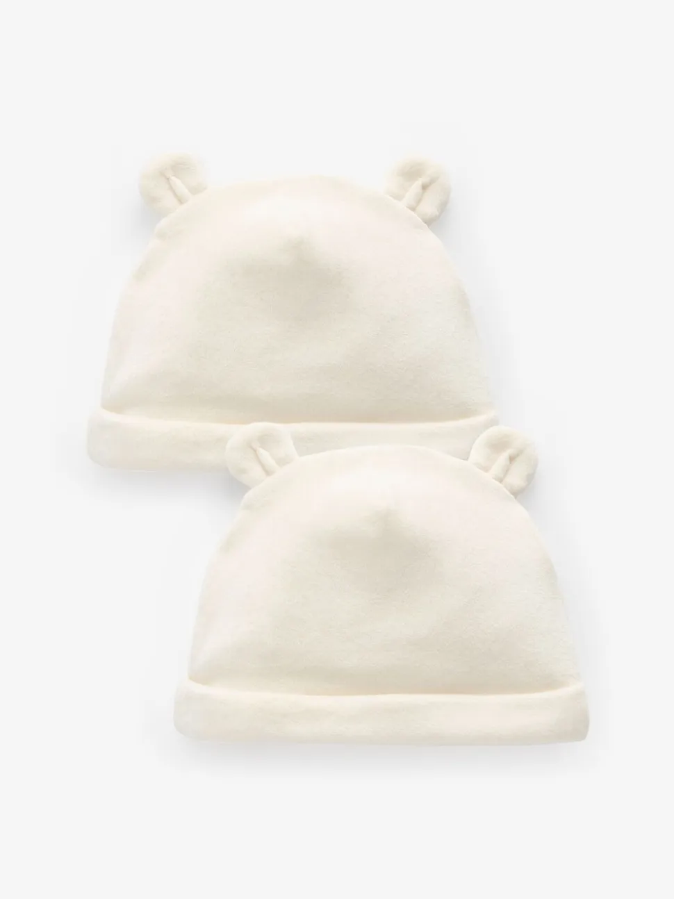Crème - Verpakking van 2 velours babymutsen (0 - 12 mnd)