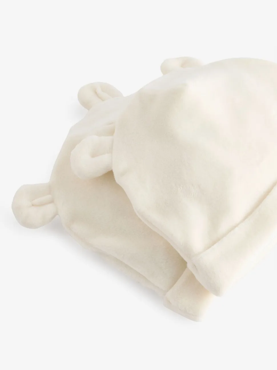 Crème - Verpakking van 2 velours babymutsen (0 - 12 mnd)