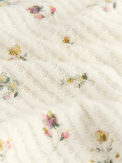 Crème gebloemd - Gezellige pyjama met wafeldessin en lange mouwen