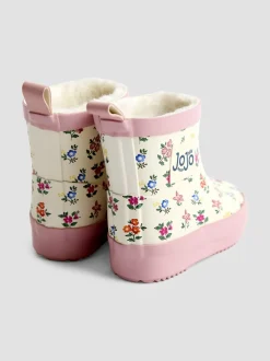 Crème gebloemd - JoJo Maman Bébé Print Cosy Short Wellies
